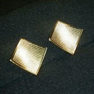 Napier - Clip-On Earrings Gold Tone Curved Square